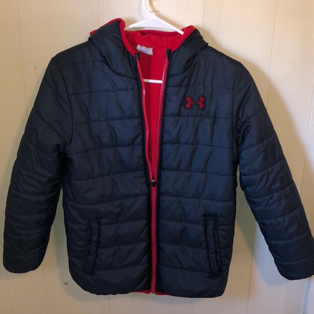 Under armour boys size M gray and red winter coat